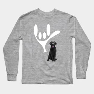 ASL Sign Language Love Black Labrador Retrievers Long Sleeve T-Shirt